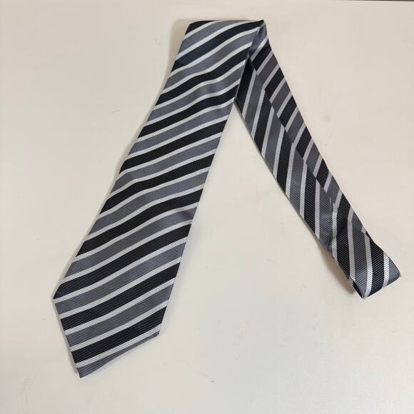 Gianfranco Valentino Necktie Tie 55" Long Gray Striped Silk Formal Preppy Italy - Picture 5 of 8